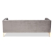 Baxton Studio Zanetta Glam and Luxe Gray Velvet Upholstered Gold Finished Sofa - TSF-7723-Grey/Gold-SF