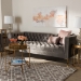 Baxton Studio Zanetta Glam and Luxe Gray Velvet Upholstered Gold Finished Sofa - TSF-7723-Grey/Gold-SF