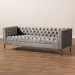 Baxton Studio Zanetta Glam and Luxe Gray Velvet Upholstered Gold Finished Sofa - TSF-7723-Grey/Gold-SF