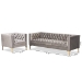 Baxton Studio Zanetta Glam and Luxe Gray Velvet Upholstered Gold Finished 2-Piece Sofa and Lounge Chair Set - TSF-7723-Grey/Gold-2PC Set