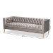 Baxton Studio Zanetta Glam and Luxe Gray Velvet Upholstered Gold Finished Sofa - TSF-7723-Grey/Gold-SF