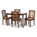 Baxton Studio Abilene Mid-Century Light Brown Fabric Upholstered and Walnut Brown Finished 5-Piece Wood Dining Set