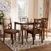 Baxton Studio Abilene Mid-Century Light Brown Fabric Upholstered and Walnut Brown Finished 5-Piece Wood Dining Set - RH3010C-Walnut/Light Brown Dining Set