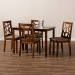 Baxton Studio Abilene Mid-Century Light Brown Fabric Upholstered and Walnut Brown Finished 5-Piece Wood Dining Set - RH3010C-Walnut/Light Brown Dining Set