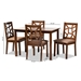 Baxton Studio Abilene Mid-Century Light Brown Fabric Upholstered and Walnut Brown Finished 5-Piece Wood Dining Set - RH3010C-Walnut/Light Brown Dining Set