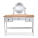 Baxton Studio Sylvie Classic and Traditional White 3-Drawer Wood Vanity Table with Mirror - SR1703010-White/Natural