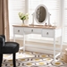 Baxton Studio Sylvie Classic and Traditional White 3-Drawer Wood Vanity Table with Mirror - SR1703010-White/Natural
