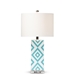 Baxton Studio Rowen Modern and Contemporary Turquoise and White Diamond Patterned Ceramic Table Lamp