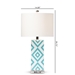 Baxton Studio Rowen Modern and Contemporary Turquoise and White Diamond Patterned Ceramic Table Lamp - TCBL0009