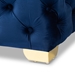 Baxton Studio Avara Glam and Luxe Royal Blue Velvet Fabric Upholstered Gold Finished Button Tufted Bench Ottoman - TSFOT028-Dark Royal Blue/Gold-Otto