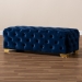 Baxton Studio Avara Glam and Luxe Royal Blue Velvet Fabric Upholstered Gold Finished Button Tufted Bench Ottoman - TSFOT028-Dark Royal Blue/Gold-Otto