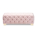Baxton Studio Avara Glam and Luxe Light Pink Velvet Fabric Upholstered Gold Finished Button Tufted Bench Ottoman - TSFOT028-Light Pink/Gold-Otto