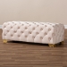 Baxton Studio Avara Glam and Luxe Light Beige Velvet Fabric Upholstered Gold Finished Button Tufted Bench Ottoman - TSFOT028-Light Beige/Gold-Otto