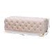 Baxton Studio Avara Glam and Luxe Light Beige Velvet Fabric Upholstered Gold Finished Button Tufted Bench Ottoman - TSFOT028-Light Beige/Gold-Otto