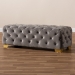 Baxton Studio Avara Glam and Luxe Gray Velvet Fabric Upholstered Gold Finished Button Tufted Bench Ottoman - TSFOT028-Slate Grey/Gold-Otto