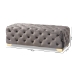 Baxton Studio Avara Glam and Luxe Gray Velvet Fabric Upholstered Gold Finished Button Tufted Bench Ottoman - TSFOT028-Slate Grey/Gold-Otto
