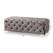 Baxton Studio Avara Glam and Luxe Gray Velvet Fabric Upholstered Gold Finished Button Tufted Bench Ottoman - TSFOT028-Slate Grey/Gold-Otto