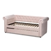 Baxton Studio Mabelle Modern and Contemporary Light Pink Velvet Upholstered Daybed with Trundle - Ashley-Light Pink-Daybed