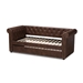 Baxton Studio Mabelle Modern and Contemporary Brown Faux Leather Upholstered Daybed with Trundle - Ashley-Brown-Daybed
