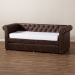Baxton Studio Mabelle Modern and Contemporary Brown Faux Leather Upholstered Daybed with Trundle - Ashley-Brown-Daybed