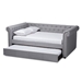 Baxton Studio Mabelle Modern and Contemporary Gray Fabric Upholstered Queen Size Daybed with Trundle - Ashley-Grey-Daybed-Q/T