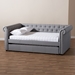 Baxton Studio Mabelle Modern and Contemporary Gray Fabric Upholstered Queen Size Daybed with Trundle - Ashley-Grey-Daybed-Q/T
