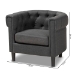 Baxton Studio Bisset Classic and Traditional Gray Fabric Upholstered Chesterfield Chair - 1809-Grey-CC