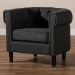 Baxton Studio Bisset Classic and Traditional Gray Fabric Upholstered Chesterfield Chair - 1809-Grey-CC