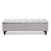Baxton Studio Brette Mid-Century Modern Grayish Beige Fabric Upholstered Dark Brown Finished Wood Storage Bench Ottoman - BBT3162-Greyish Beige-Otto