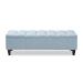 Baxton Studio Brette Mid-Century Modern Light Blue Fabric Upholstered Dark Brown Finished Wood Storage Bench Ottoman - BBT3162-Light Blue-Otto