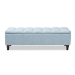 Baxton Studio Brette Mid-Century Modern Light Blue Fabric Upholstered Dark Brown Finished Wood Storage Bench Ottoman - BBT3162-Light Blue-Otto