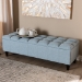 Baxton Studio Brette Mid-Century Modern Light Blue Fabric Upholstered Dark Brown Finished Wood Storage Bench Ottoman - BBT3162-Light Blue-Otto