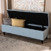 Baxton Studio Brette Mid-Century Modern Light Blue Fabric Upholstered Dark Brown Finished Wood Storage Bench Ottoman - BBT3162-Light Blue-Otto