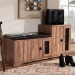 Baxton Studio Valina Modern and Contemporary Dark Brown Faux Leather Upholstered 2-Door Wood Shoe Storage Bench with Cabinet - FP-1805-5007