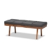 Baxton Studio Larisa Mid-Century Modern Charcoal Fabric Upholstered Wood Bench