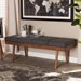 Baxton Studio Larisa Mid-Century Modern Charcoal Fabric Upholstered Wood Bench - BBT5364-Dark Grey-Bench