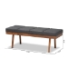 Baxton Studio Larisa Mid-Century Modern Charcoal Fabric Upholstered Wood Bench - BBT5364-Dark Grey-Bench
