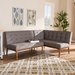Baxton Studio Arvid Mid-Century Modern Gray Fabric Upholstered 2-Piece Wood Dining Nook Banquette Set - BBT8051-Grey-2PC SF Bench