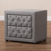 Baxton Studio Lepine Modern and Contemporary Gray Fabric Upholstered 2-Drawer Wood Nightstand - BBT3164-Grey-NS