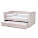 Baxton Studio Amaya Modern and Contemporary Light Pink Velvet Fabric Upholstered Full Size Daybed with Trundle - CF8825-Light Pink-Daybed-F/T