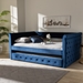 Baxton Studio Amaya Modern and Contemporary Navy Blue Velvet Fabric Upholstered Queen Size Daybed with Trundle - CF8825-Navy Blue-Daybed-Q/T