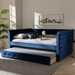 Baxton Studio Amaya Modern and Contemporary Navy Blue Velvet Fabric Upholstered Full Size Daybed with Trundle - CF8825-Navy Blue-Daybed-F/T