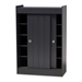 Baxton Studio Leone Modern and Contemporary Charcoal Finished 2-Door Wood Entryway Shoe Storage Cabinet - WI5377-Dark Grey
