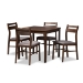 Baxton Studio Lovy Modern and Contemporary Gray Fabric Upholstered Dark Walnut-Finished 5-Piece Wood Dining Set