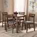 Baxton Studio Lovy Modern and Contemporary Gray Fabric Upholstered Dark Walnut-Finished 5-Piece Wood Dining Set - Lovy Dining Set-Grey/Dark Walnut