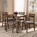 Baxton Studio Lovy Modern and Contemporary Gray Fabric Upholstered Dark Walnut-Finished 5-Piece Wood Dining Set - Lovy Dining Set-Grey/Dark Walnut