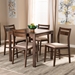 Baxton Studio Lovy Modern and Contemporary Beige Fabric Upholstered Dark Walnut-Finished 5-Piece Wood Dining Set - Lovy Dining Set-Beige/Dark Walnut