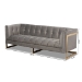 Baxton Studio Ambra Glam and Luxe Grey Velvet Fabric Upholstered and Button Tufted Sofa with Gold-Tone Frame - TSF-5507-Grey/Gold-SF