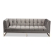 Baxton Studio Ambra Glam and Luxe Grey Velvet Fabric Upholstered and Button Tufted Sofa with Gold-Tone Frame - TSF-5507-Grey/Gold-SF
