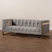 Baxton Studio Ambra Glam and Luxe Grey Velvet Fabric Upholstered and Button Tufted Sofa with Gold-Tone Frame - TSF-5507-Grey/Gold-SF